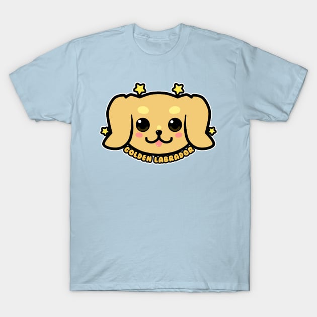 KAWAII Golden Labrador Dog Face T-Shirt by TechraNova